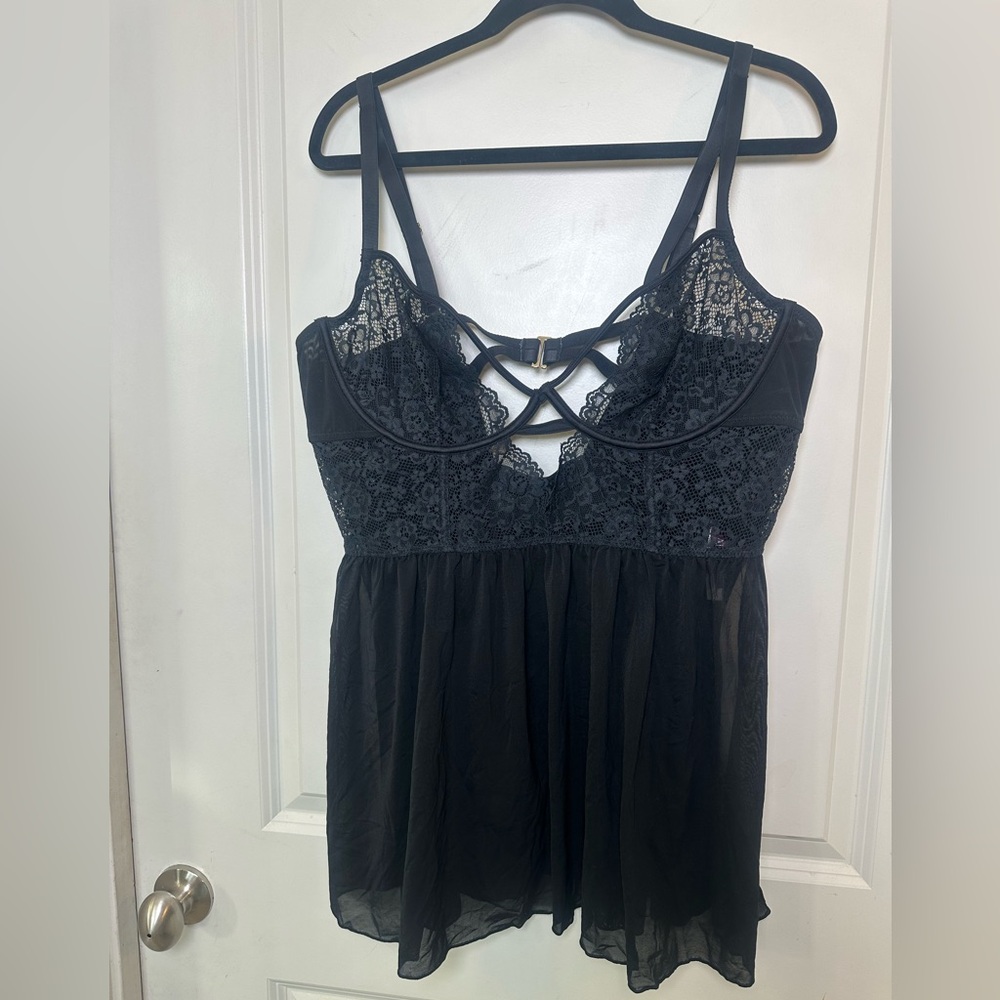 NEW Adore Me Rae Black Lace Sheer Underwire Nightie Lingerie, Size 3X - Picture 5 of 12
